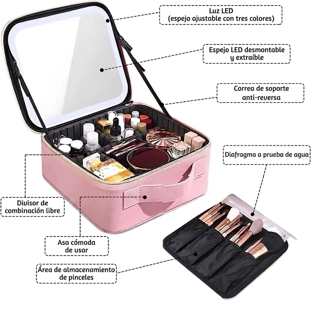 Cosmetiquera Con Espejo Led